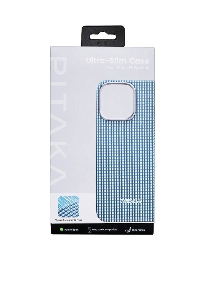 PITAKA iPhone 16 Pro Max Ultra Slim Case / MagSafe Compatible / 3D Grip Textured / Raised Camera Lip / Drop and Damage Protection - Ocean Blue